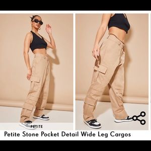 Petite Stone Pocket Detail Wide Leg Cargos